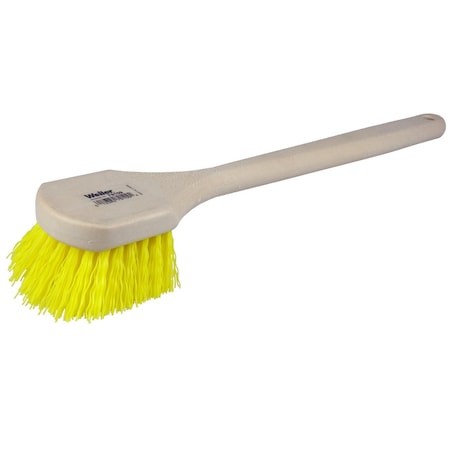Weiler 20" Utility Scrub Brush, Yellow Polypropylene Fill, Long Handle 79109